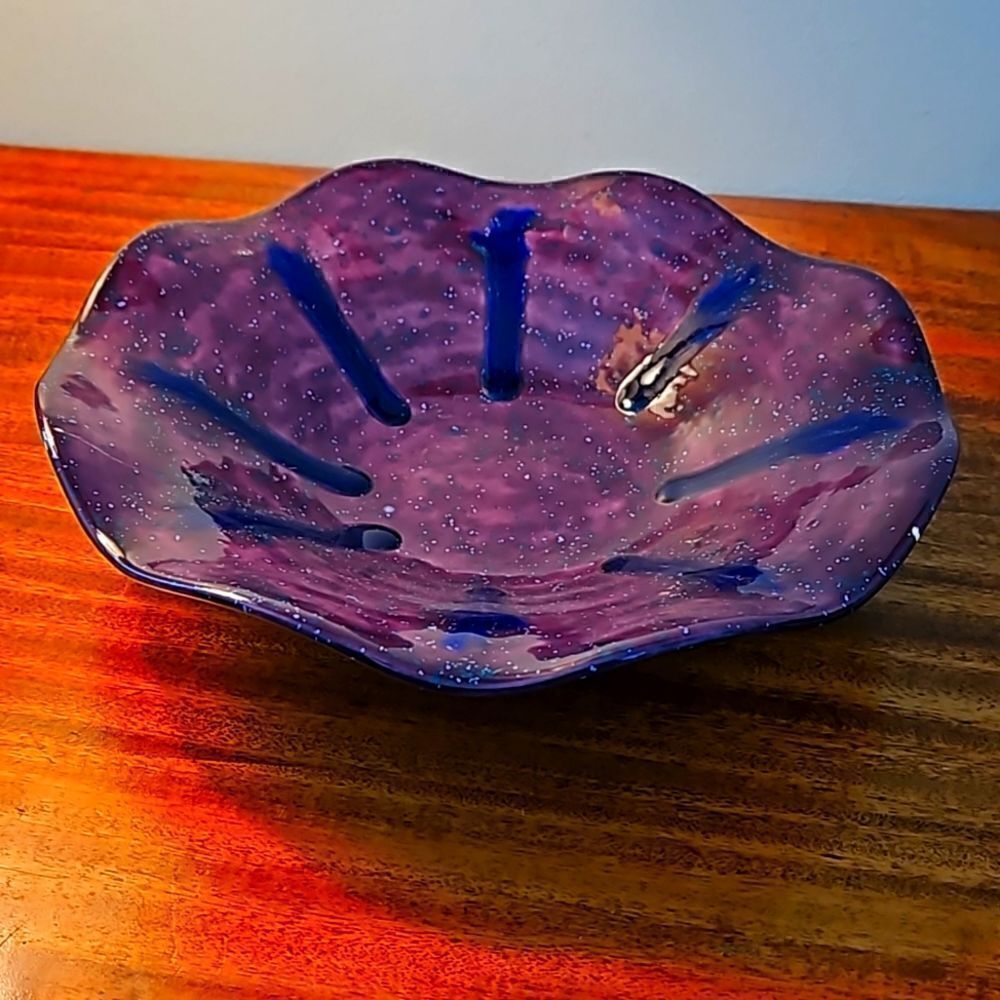 Artisan purple glass candy dish